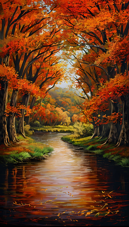 Autumn River & Woodland Scene Wall Art Set| Digital download| Printable Art (ON SALE | LIMITED TIME )