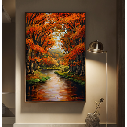 Enchanted Forest Reflections Print | Autumn Forest Art | Beautiful Tree Art | Autumn river Digital Wall Art | Digital Download (ON SALE | LIMITED TIME )