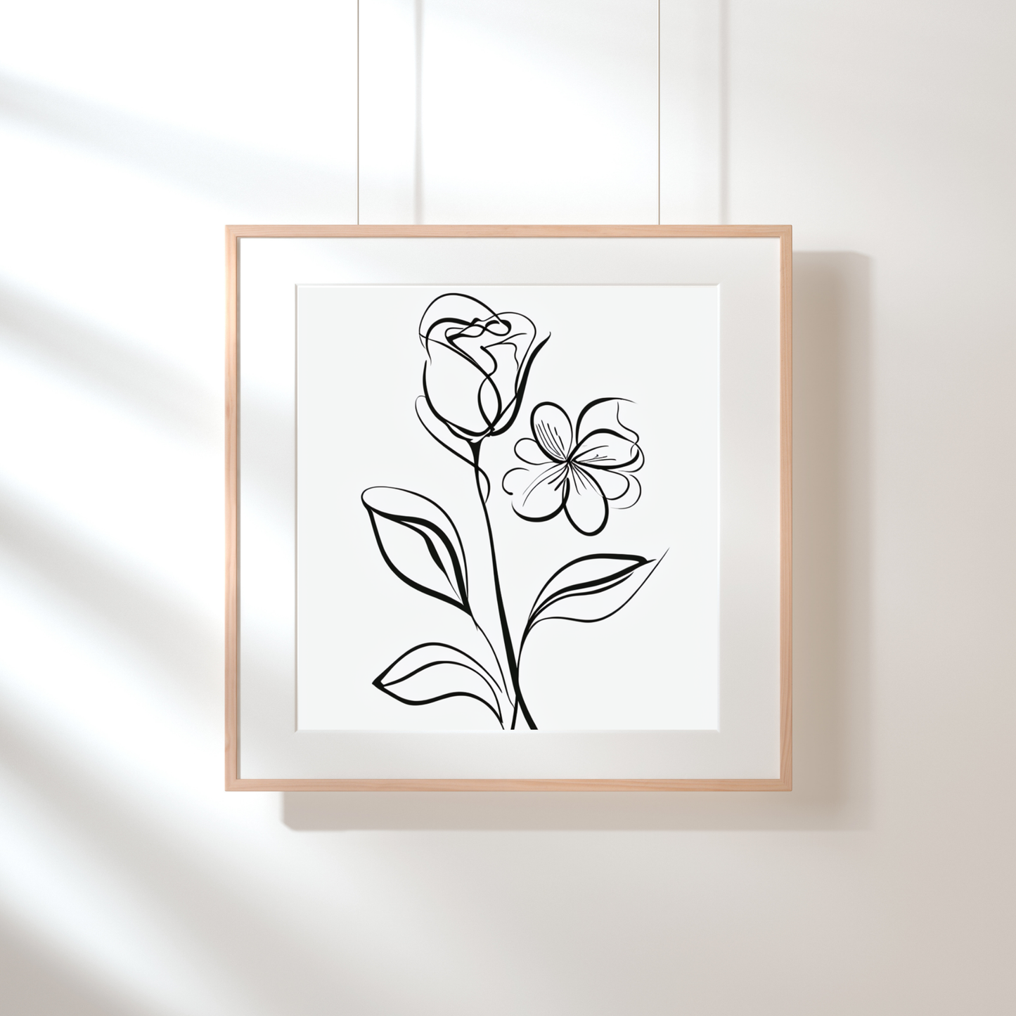 Minimalist Floral Line Art | Flower Wall Art | Line Art Print | Rose Wall Print | Digital Download