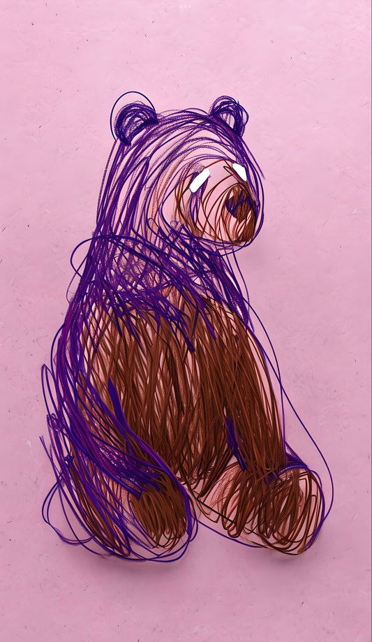 🐻 “Scribble Bear” – Playful Digital Wall Art