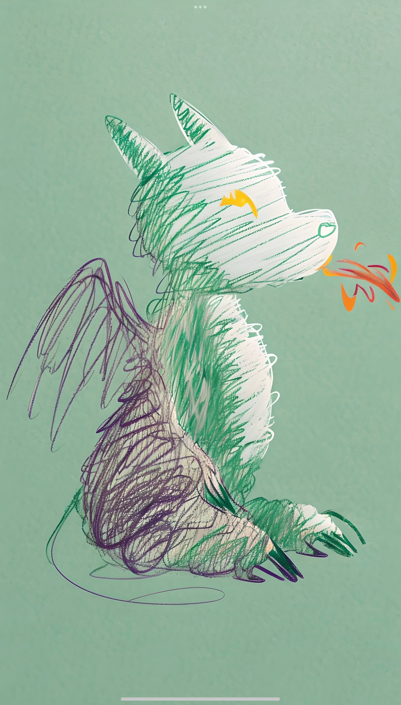 Baby Dragon Digital Art Print – Kids Room Wall Decor | Fantasy Nursery Printable Art | Green Fire-Breathing Dragon Poster Download