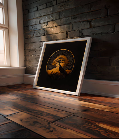 Golden Tree of Life Wall Art | Digital Download Print | Mystical Boho Decor