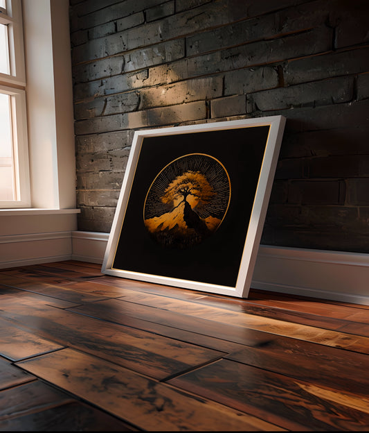 Golden Tree of Life Wall Art | Digital Download Print | Mystical Boho Decor