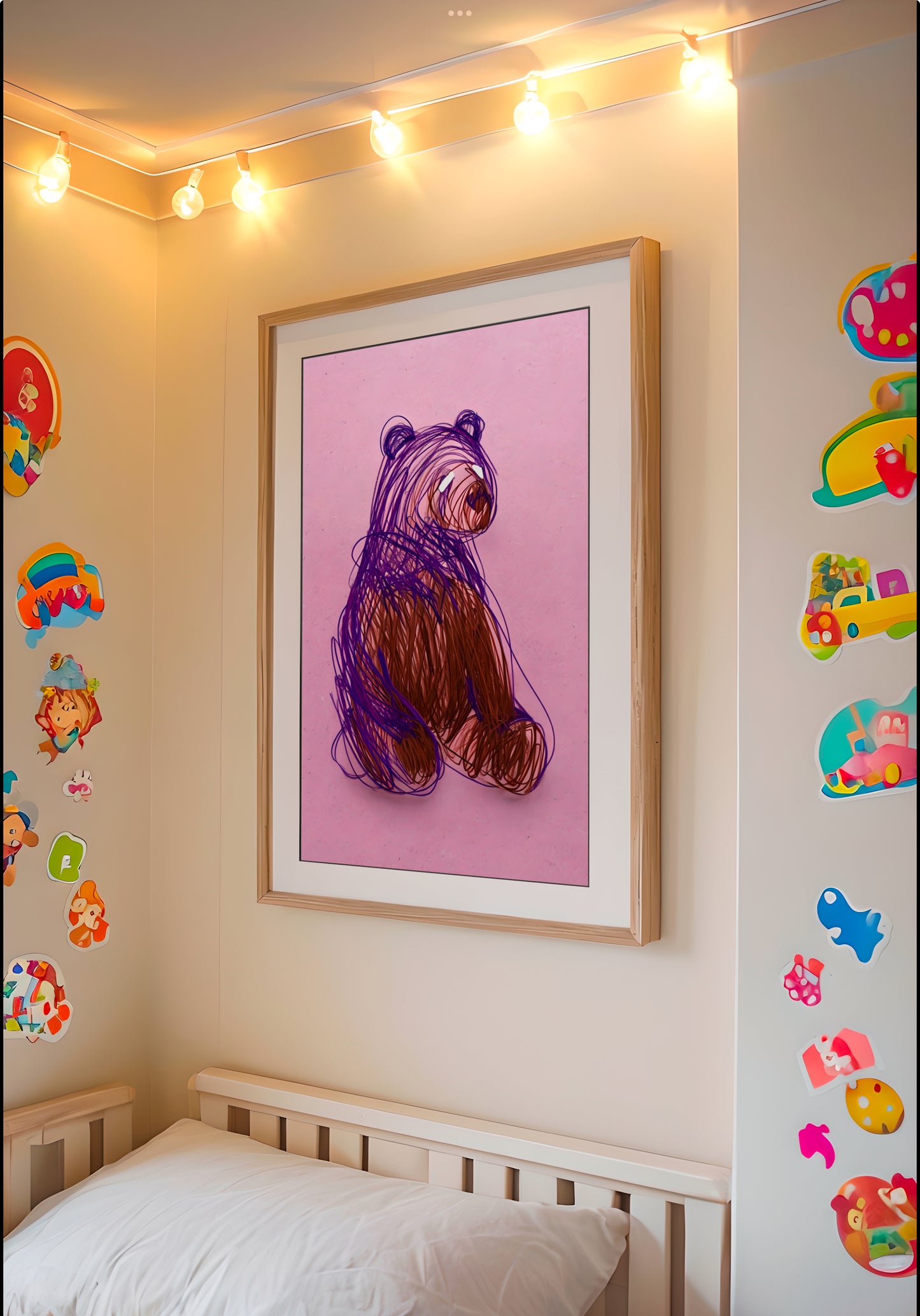 🐻 “Scribble Bear” – Playful Digital Wall Art