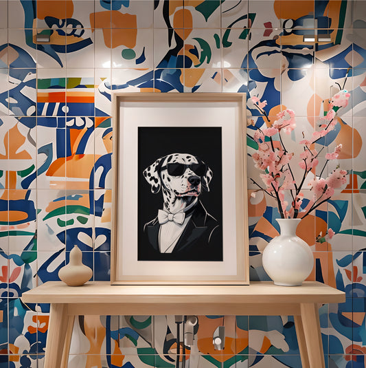 Stylish Dalmatian Wall Art – Cool Dog in a Tuxedo Digital Print
