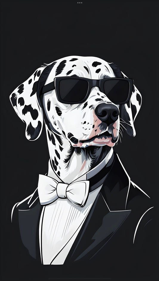 Stylish Dalmatian Wall Art – Cool Dog in a Tuxedo Digital Print