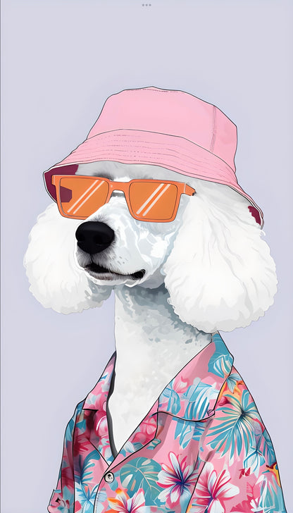 Trendy Poodle in Pink Hat – Digital Download Wall Art