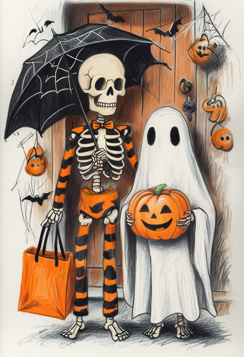 🎃 Skeleton & Ghost Halloween Art | Art Collection | Spooky Art | Halloween Prints | Skeleton Wall Art| Digital Prints | Digital Download 👻 ( ON SALE | LIMITED TIME )