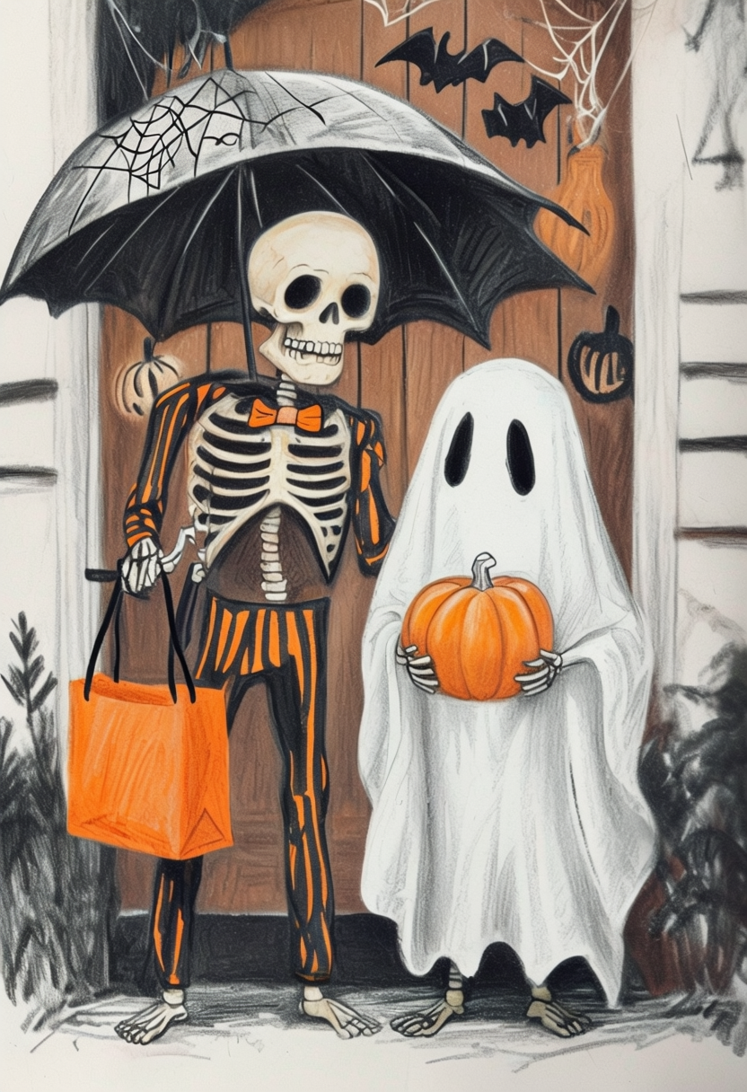 🎃 Skeleton & Ghost Halloween Art | Art Collection | Spooky Art | Halloween Prints | Skeleton Wall Art| Digital Prints | Digital Download 👻 ( ON SALE | LIMITED TIME )