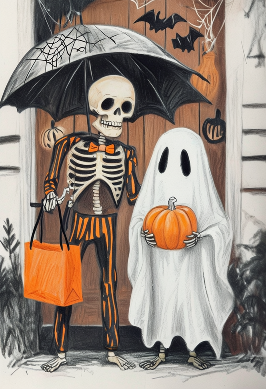 🎃 Skeleton & Ghost Halloween Art | Art Collection | Spooky Art | Halloween Prints | Skeleton Wall Art| Digital Prints | Digital Download 👻 ( ON SALE | LIMITED TIME )