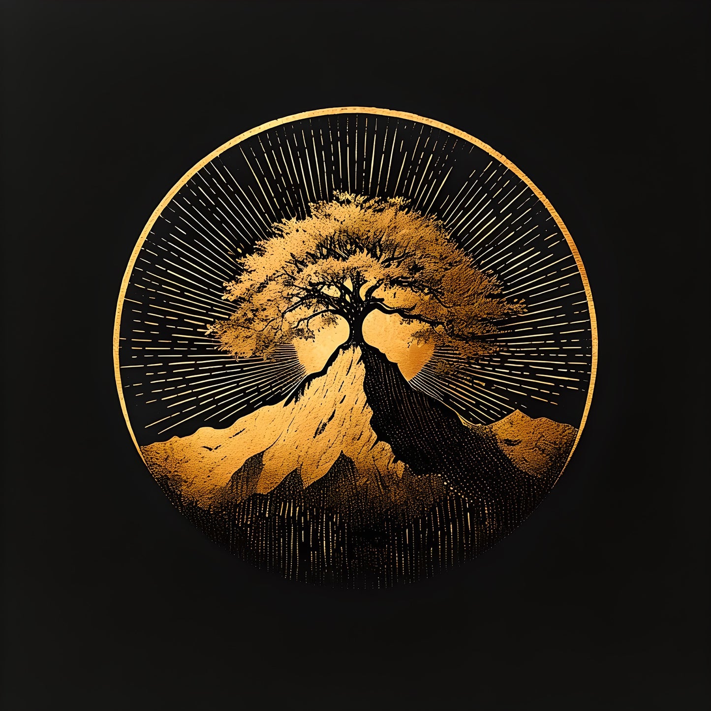 Golden Tree of Life Wall Art | Digital Download Print | Mystical Boho Decor