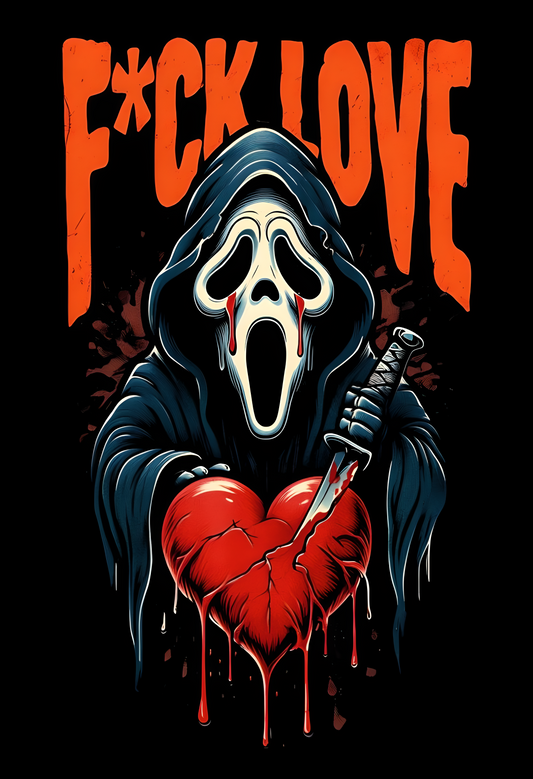F*ck Love Horror Digital Art Print | Anti-Valentine Ghost Face Style | Instant Download Wall Art ( ON SALE| LIMITED TIME)