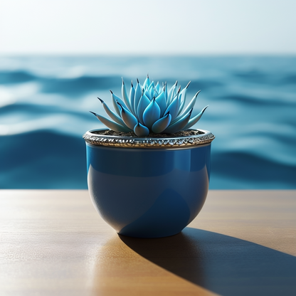 Ocean Inspired Blue Succulent Art Print |Digital Download