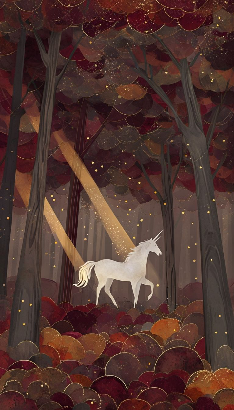 Enchanted Unicorn Art | Autumn Forest Wall Art| Unicorn Print| Seasonal| Collection | Digital art print | Digital Download (ON SALE | LIMITED TIME )