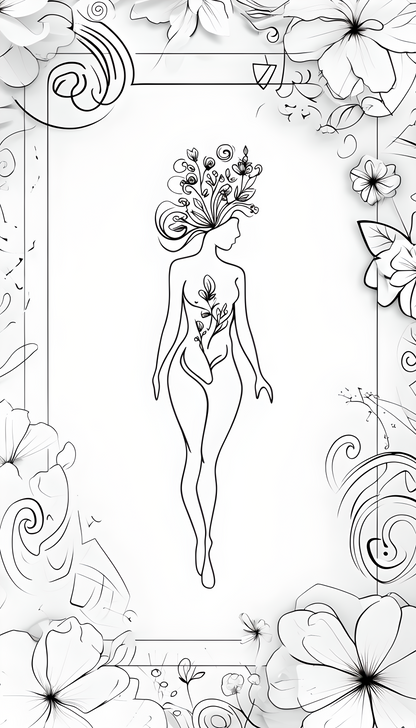 Minimalist Line Art | Rose & Bloom Printable Wall Art | Flower Goddess | Digital Download | Collection ( ON SALE )