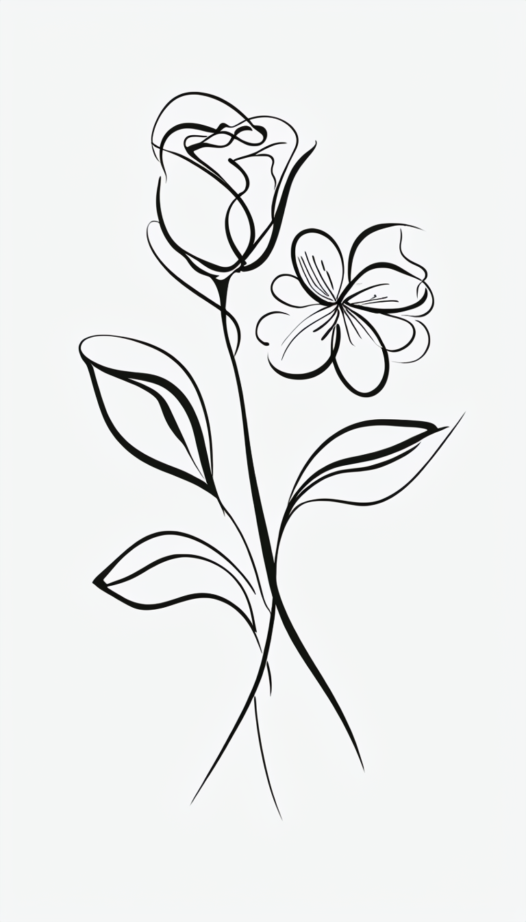 Minimalist Line Art | Rose & Bloom Printable Wall Art | Flower Goddess | Digital Download | Collection ( ON SALE )