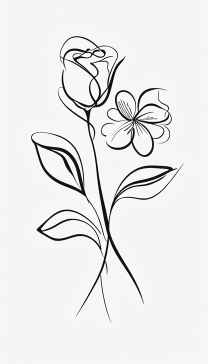 Minimalist Line Art | Rose & Bloom Printable Wall Art | Flower Goddess | Digital Download | Collection ( ON SALE )