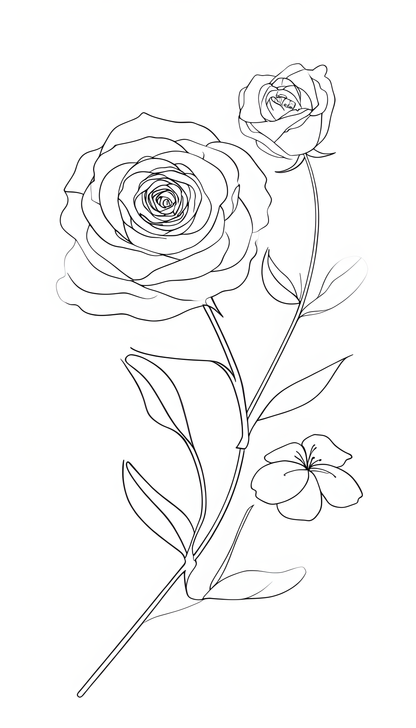 Minimalist Line Art | Rose & Bloom Printable Wall Art | Flower Goddess | Digital Download | Collection ( ON SALE )